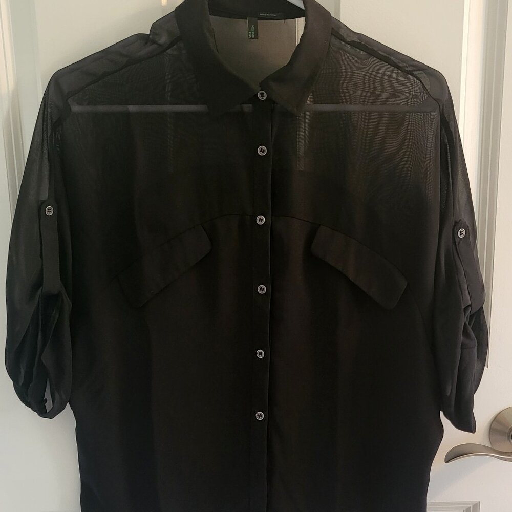 Benetton sheer black top